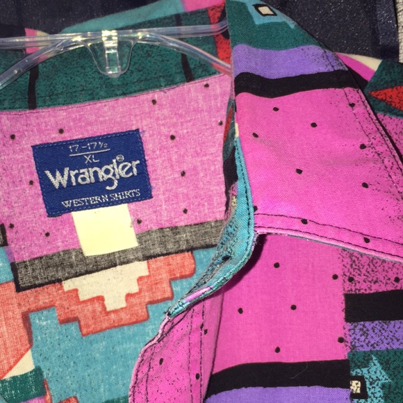 Vintage wrangler wild bold geo Aztec south western country cowboy brush popper - Picture 10 of 17